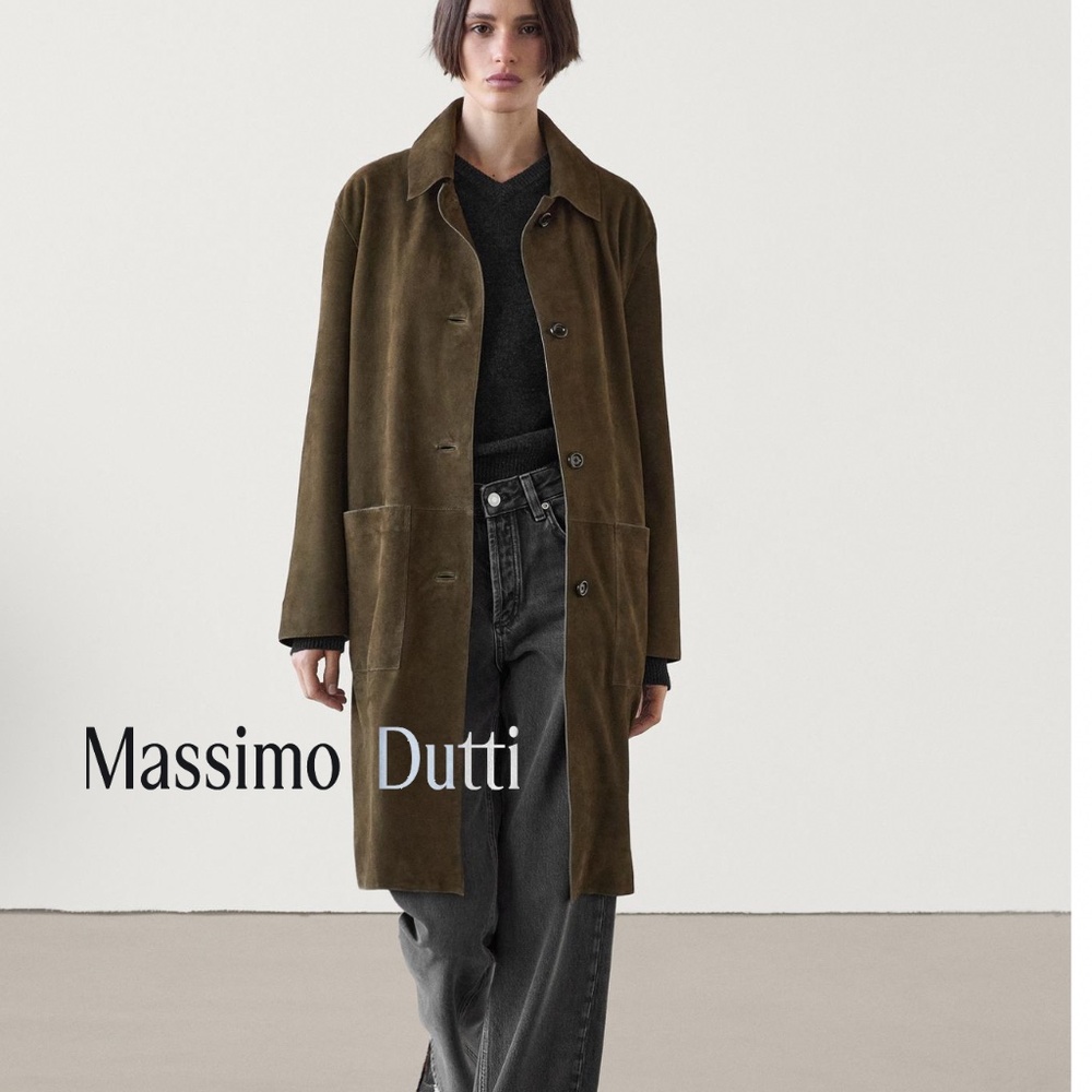 Massimo Dutti Dark Olive Green Suede Jacket XS NWT